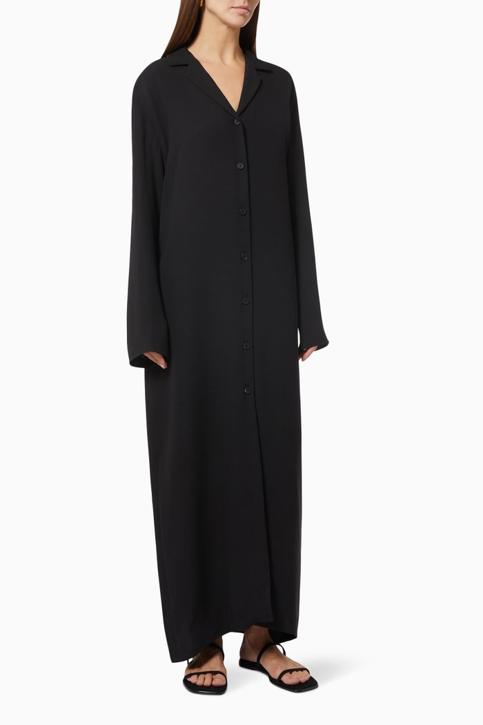 

Marjo Shirt Dress in Silk, Black