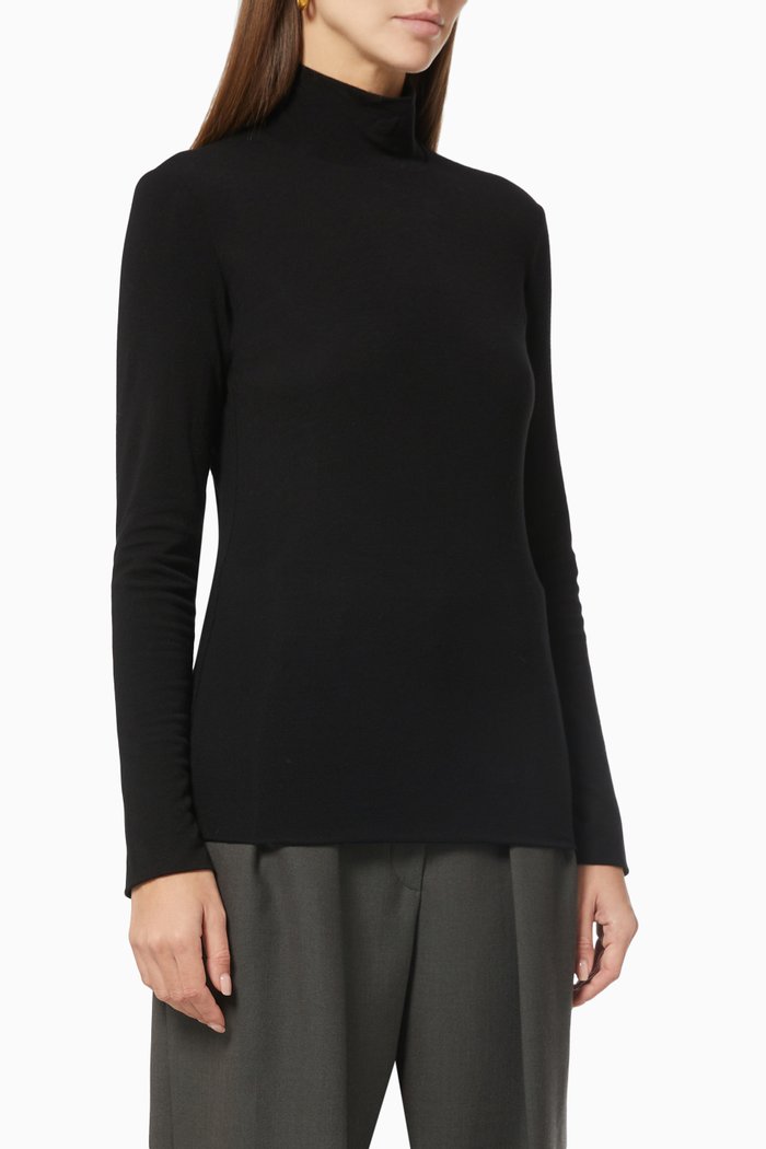 

Dembe Turtleneck Top in Tencel, Black