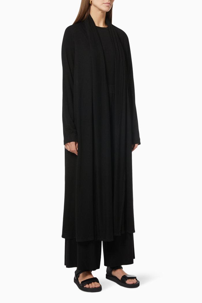 

Doppo Long Cardigan in Tencel, Black