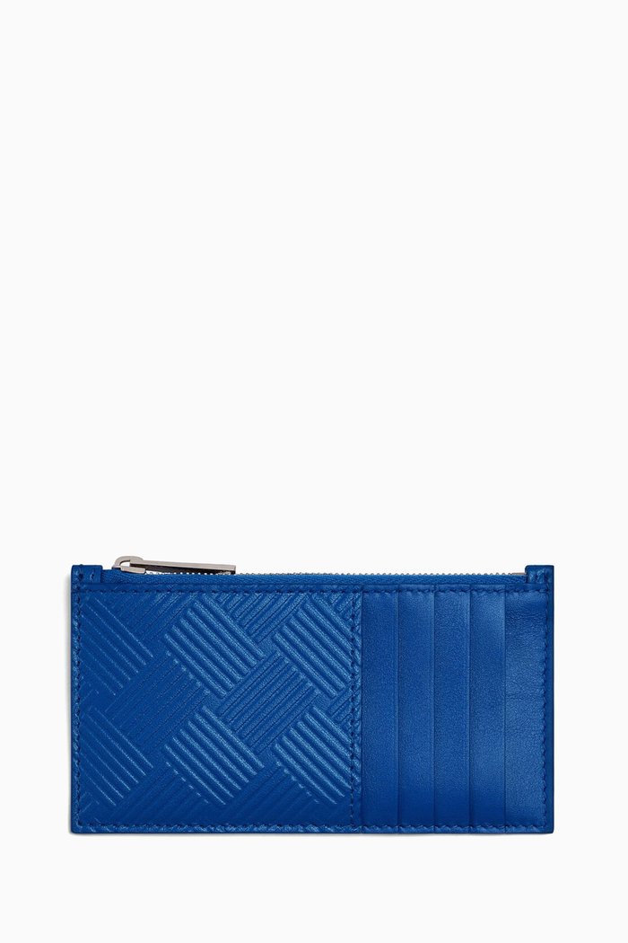 

Card Case in Intrecciato Debossed Calfskin, Blue