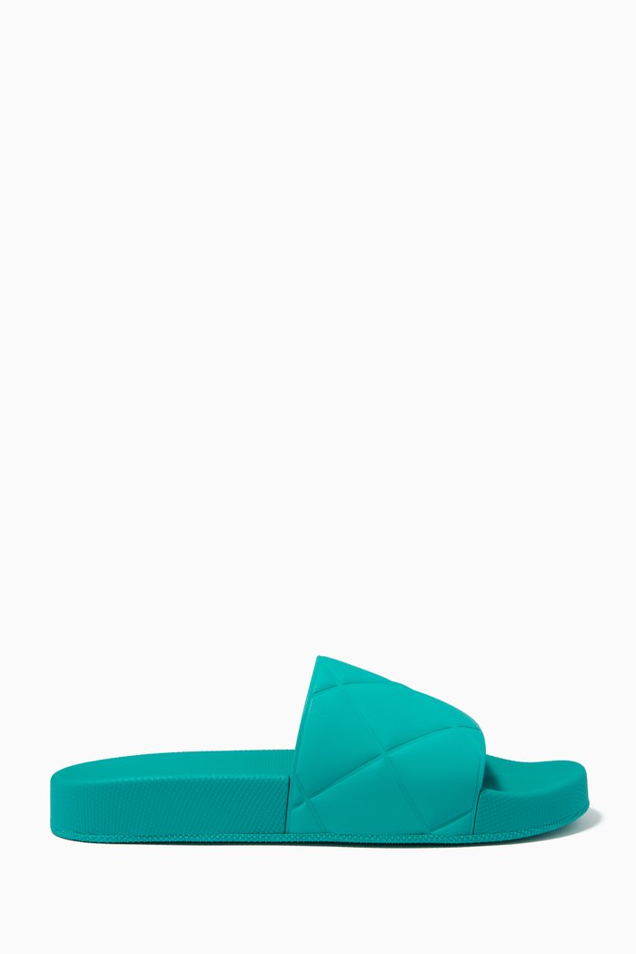 

Slide Sandals in Quilted Rubber, Blue