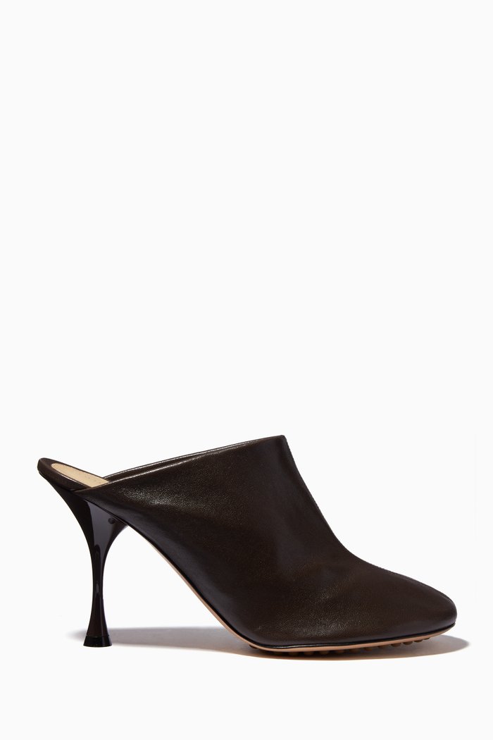 Dot Sock Mules in Stretch Nappa, Brown