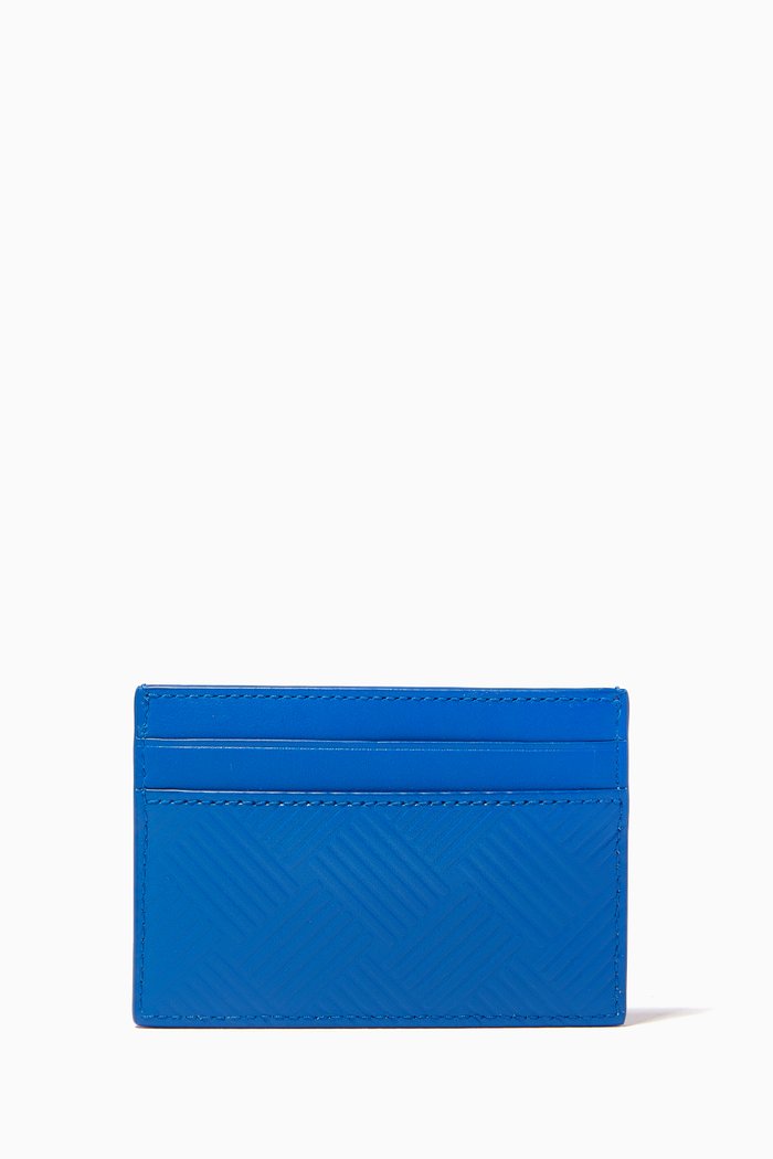 Card Case in Intrecciato Debossed Calfskin, Blue