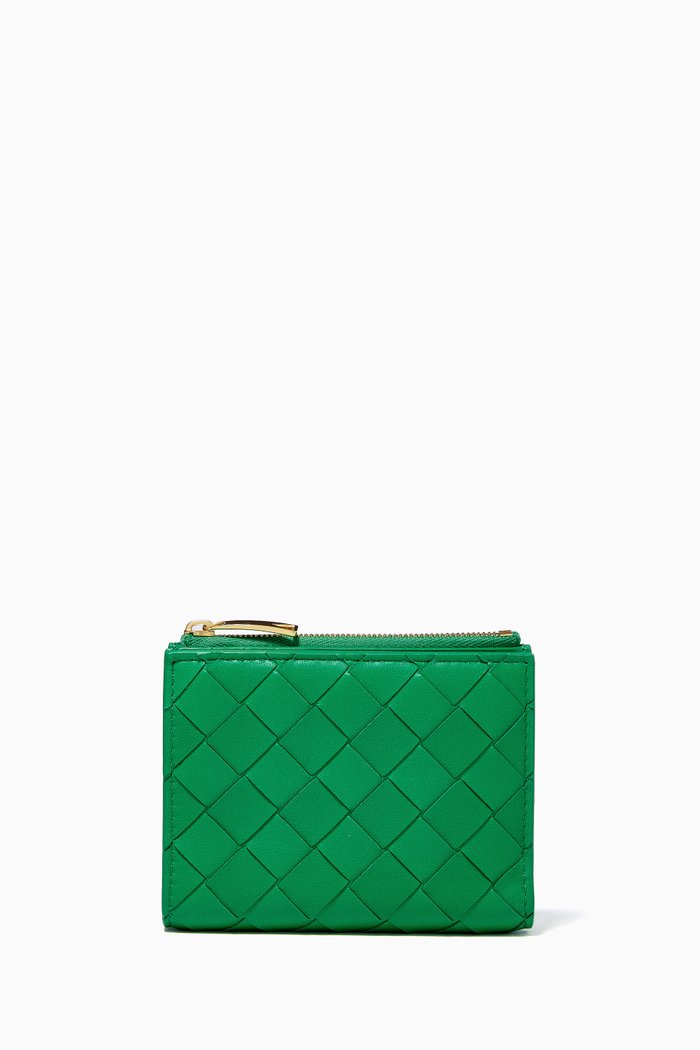 

Mini Bi-fold Wallet in Intrecciato Nappa, Green