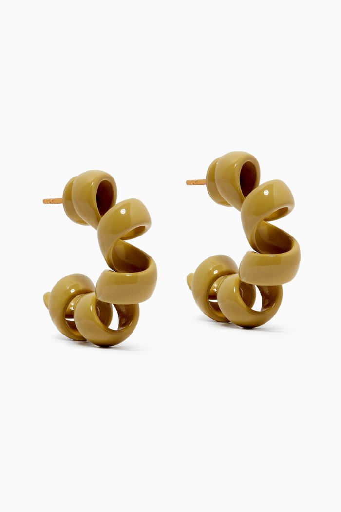 

Turn Earrings in Enamelled Sterling Silver, Neutral
