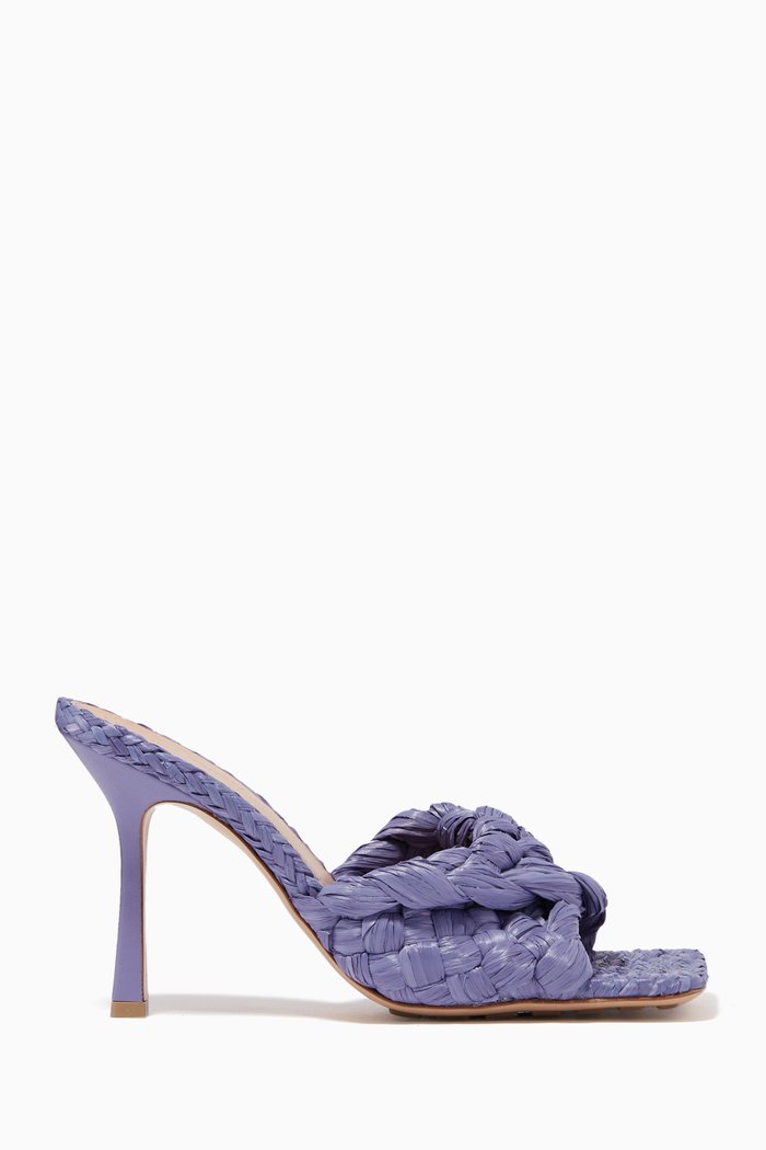 

Stretch Mules in Intrecciato Raffia, Purple