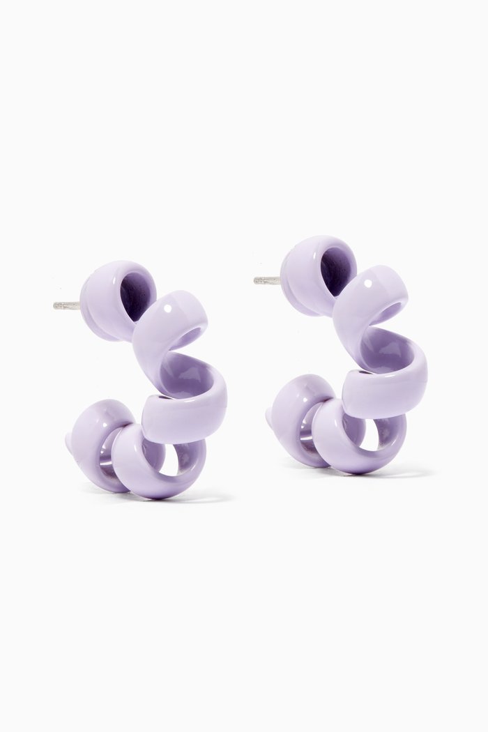 

Turn Earrings in Enamelled Sterling Silver, Purple