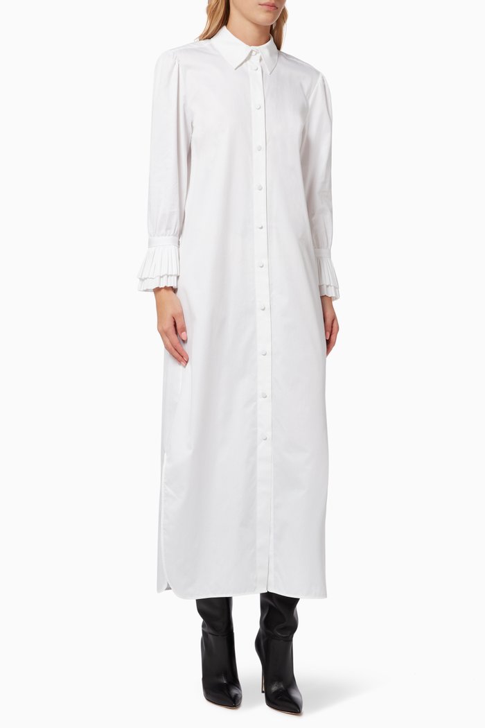 

The Mari Shirt Dress in Cotton Poplin, White