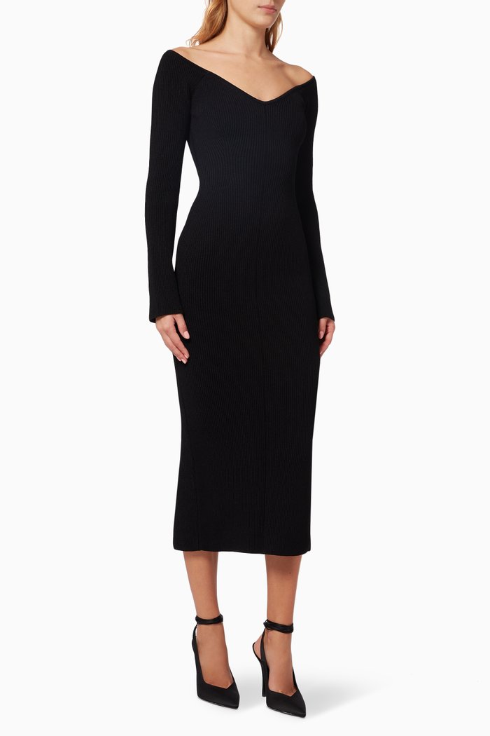 

Pia Dress in Rib Knit, Black