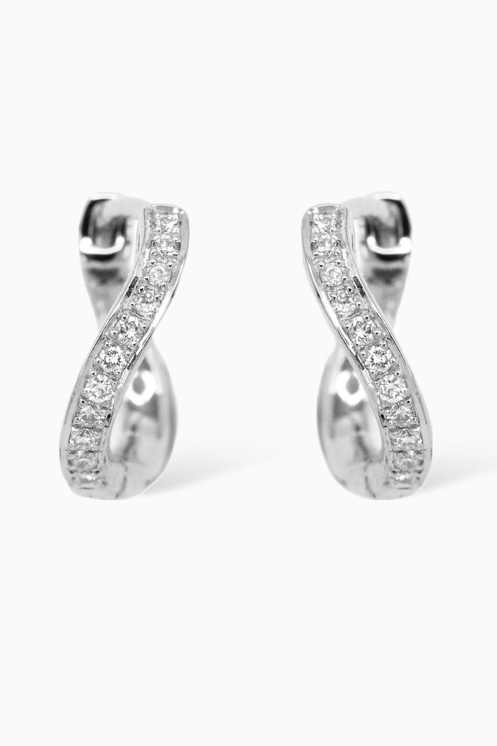 

Mini Infinity Hoops with Diamonds in 18kt White Gold
