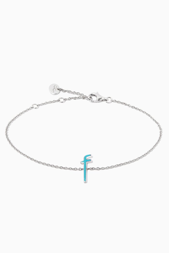 

"A" Letter Bracelet with Enamel in 18kt White Gold
