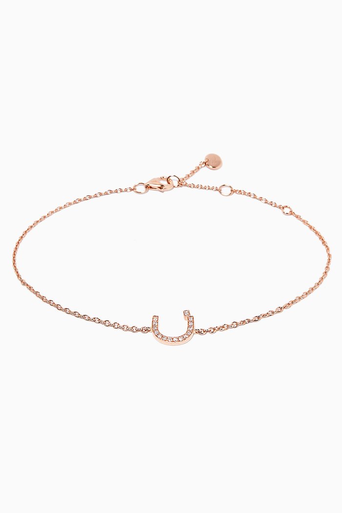 

"N" Letter Bracelet with Diamonds in 18kt Rose Gold