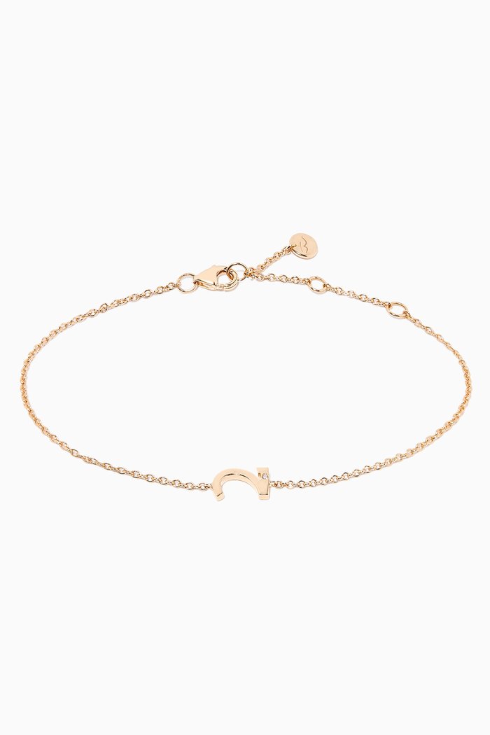 

"H" Letter Bracelet with Diamond in 18kt Yellow Gold