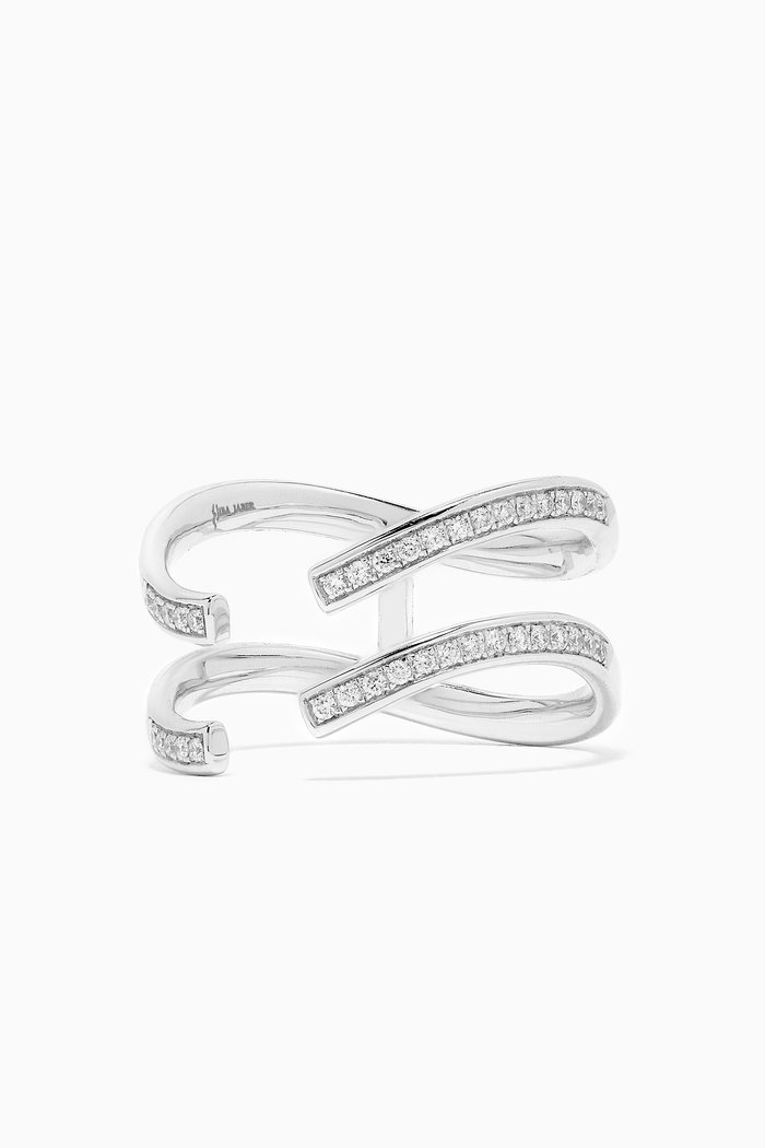 

Infinity Double Banded Ring with Diamonds in 18kt White Gold