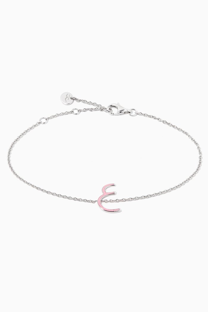 

"3ein" Letter Bracelet with Enamel in 18kt White Gold