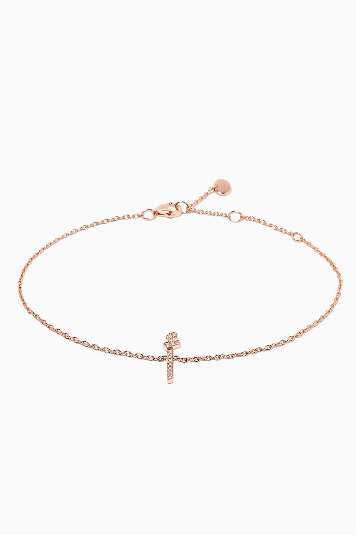 

"A" Letter Bracelet with Diamonds in 18kt Rose Gold