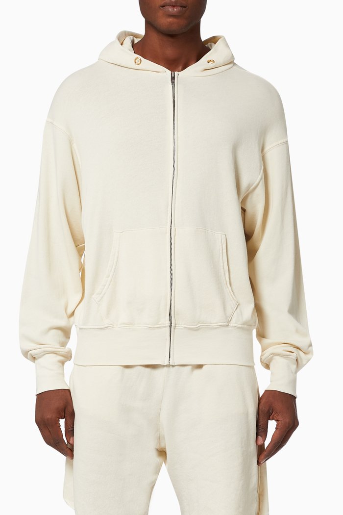 

Crop Zip Hoodie in Cotton French Terry, Neutral