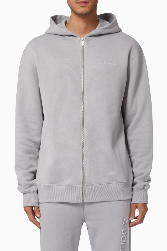 

Logo Hoodie in Loopback Cotton Jersey, Grey