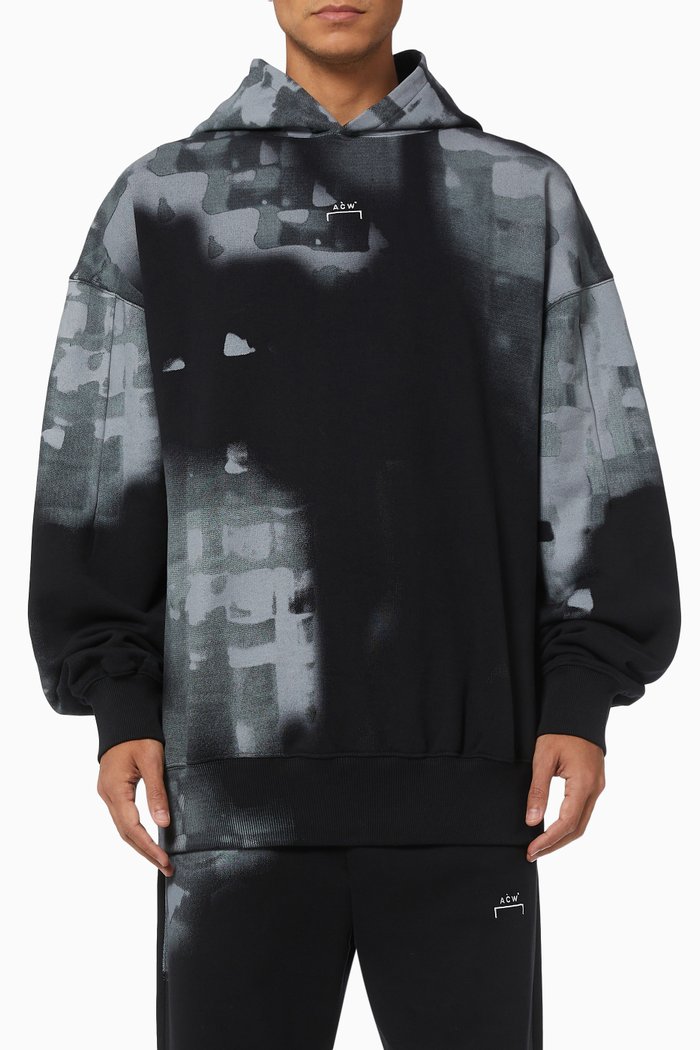 

Brush Stroke Hoodie in Fleece, Black