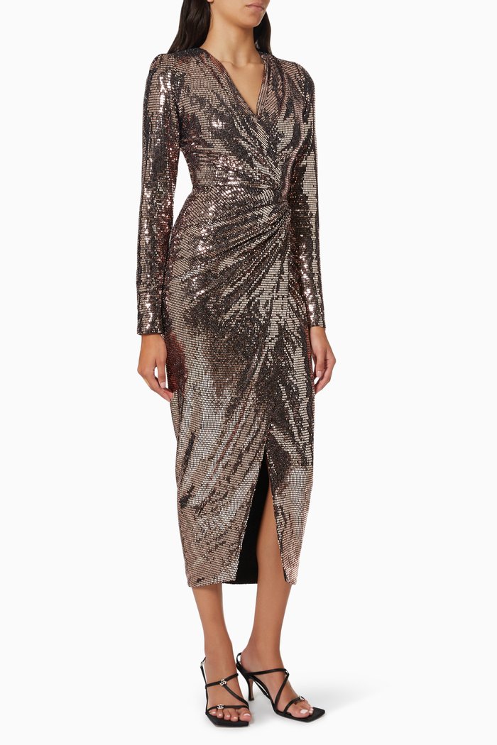 

Wrap Dress in Sequins, Rose gold
