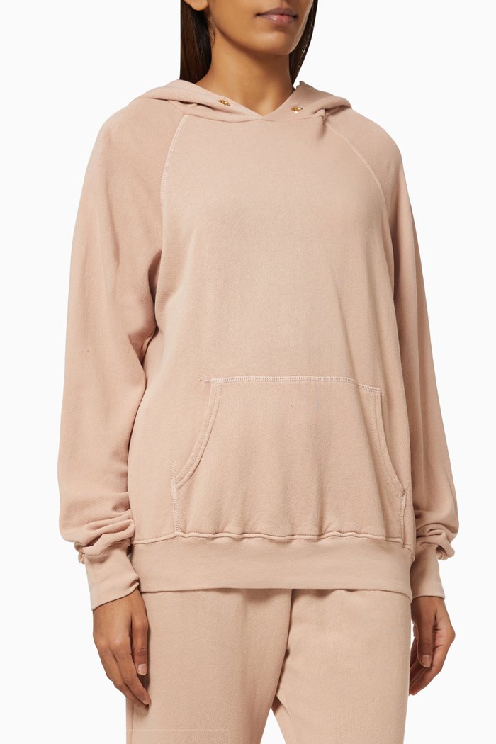 Raglan Hoodie in Cotton French Terry, Pink