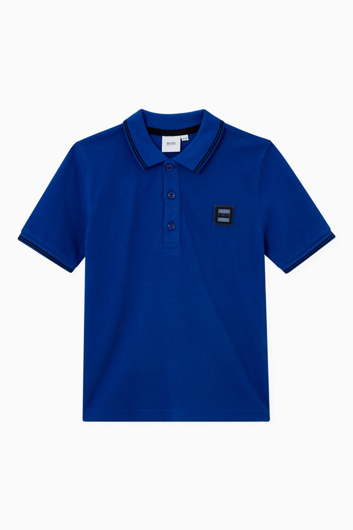 

Logo Badge Polo T-shirt in Pique, Blue