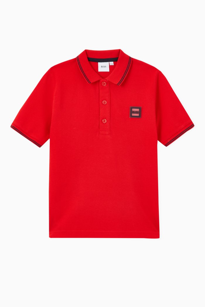 

Logo Badge Polo T-shirt in Pique, Red
