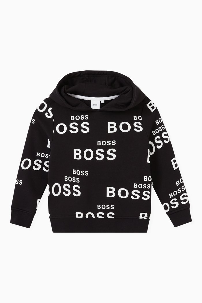 

Logo Hoodie in Brushed Fleece, Black