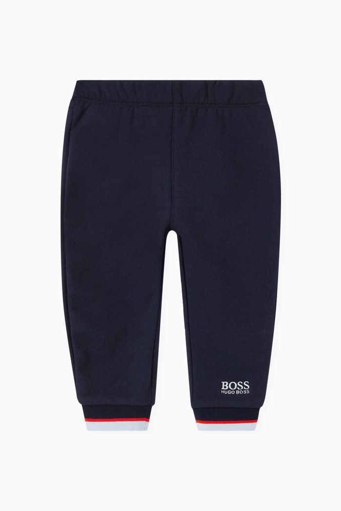 Logo Track Pants in Brushed Fleece, Blue