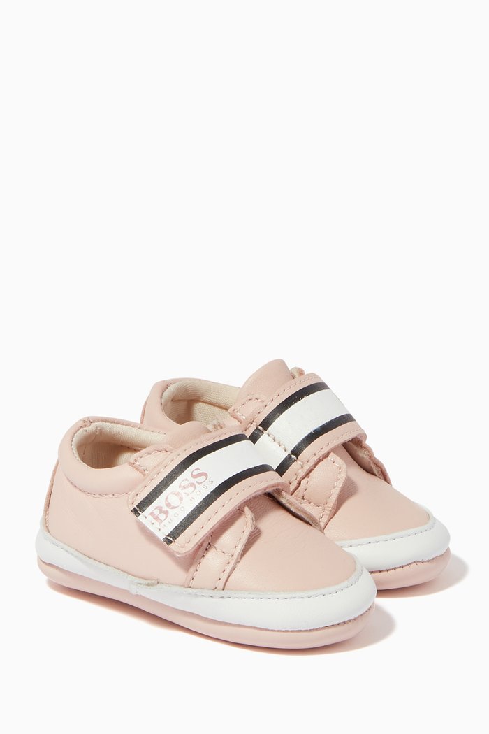 

Logo Velcro Sneakers in Leather, Pink