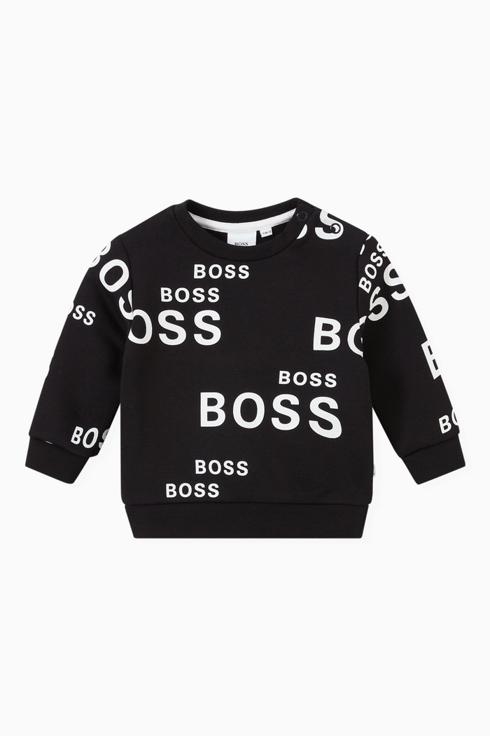 

Allover Logo Sweatshirt in Cotton Blend, Black