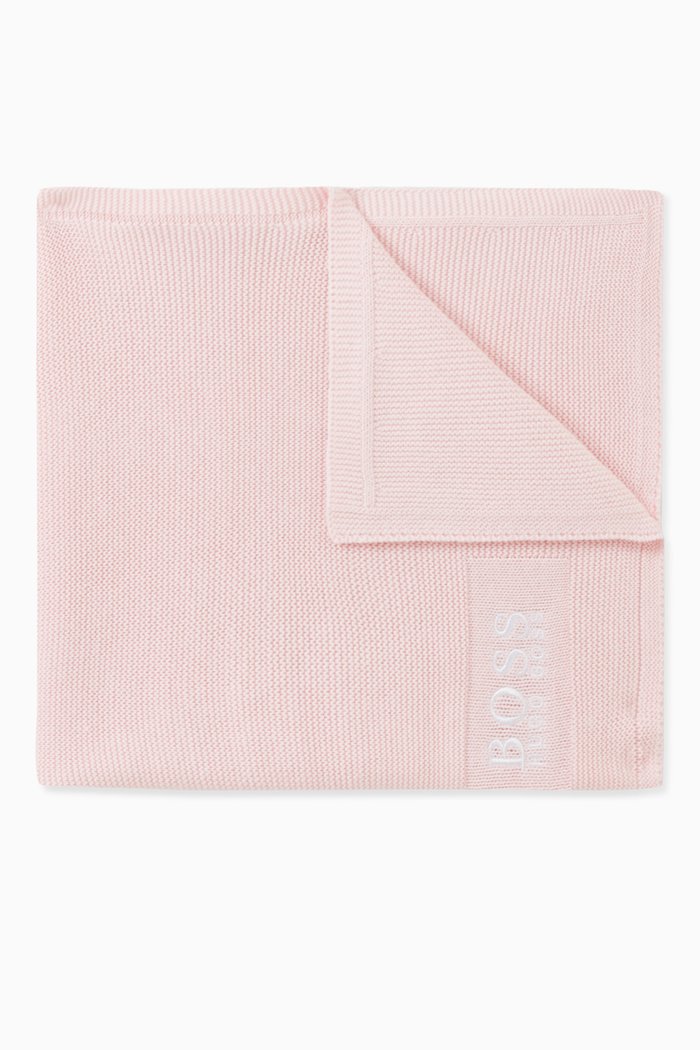 

Logo Blanket in Cotton Blend Knit, Pink