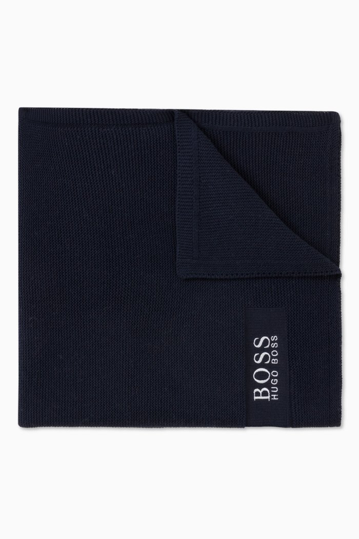 

Logo Blanket in Cotton Blend Knit, Blue