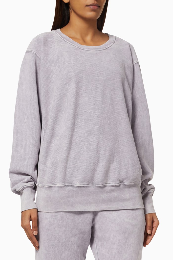 

Crop Crew Sweatshirt in Fleeceback Jersey, Purple