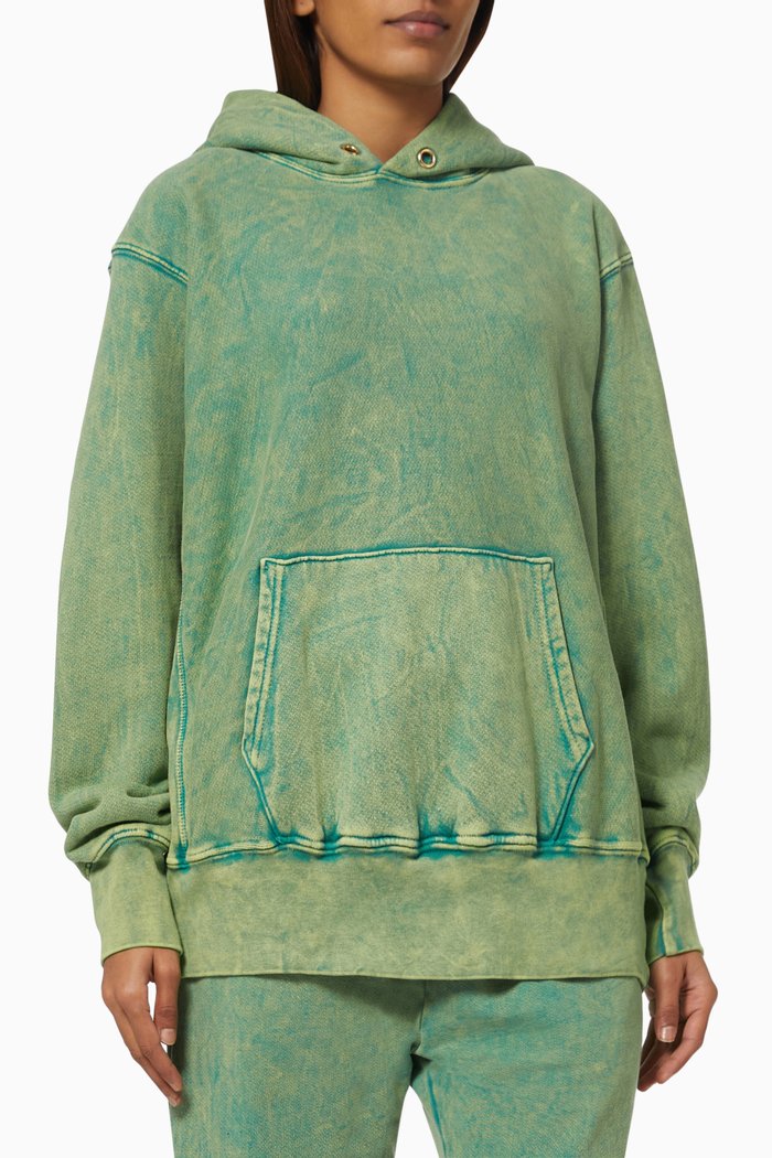 

Hoodie in Brushed Cotton Fleece, Green