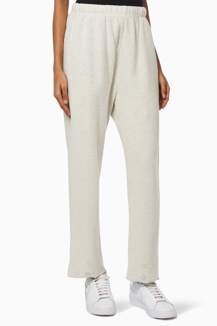 

Snap-button Sweatpants in Brushed Cotton Fleece, Grey
