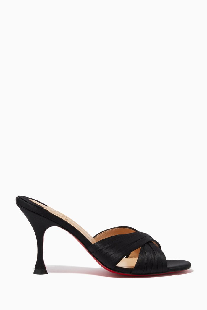 Nicol Is Back 85 Mules in Satin Crepe, Black