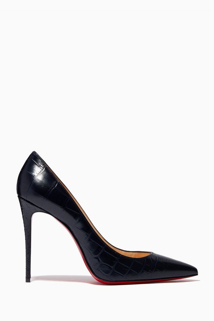 Kate 100 Pumps in Alligator Embossed Leather, Blue