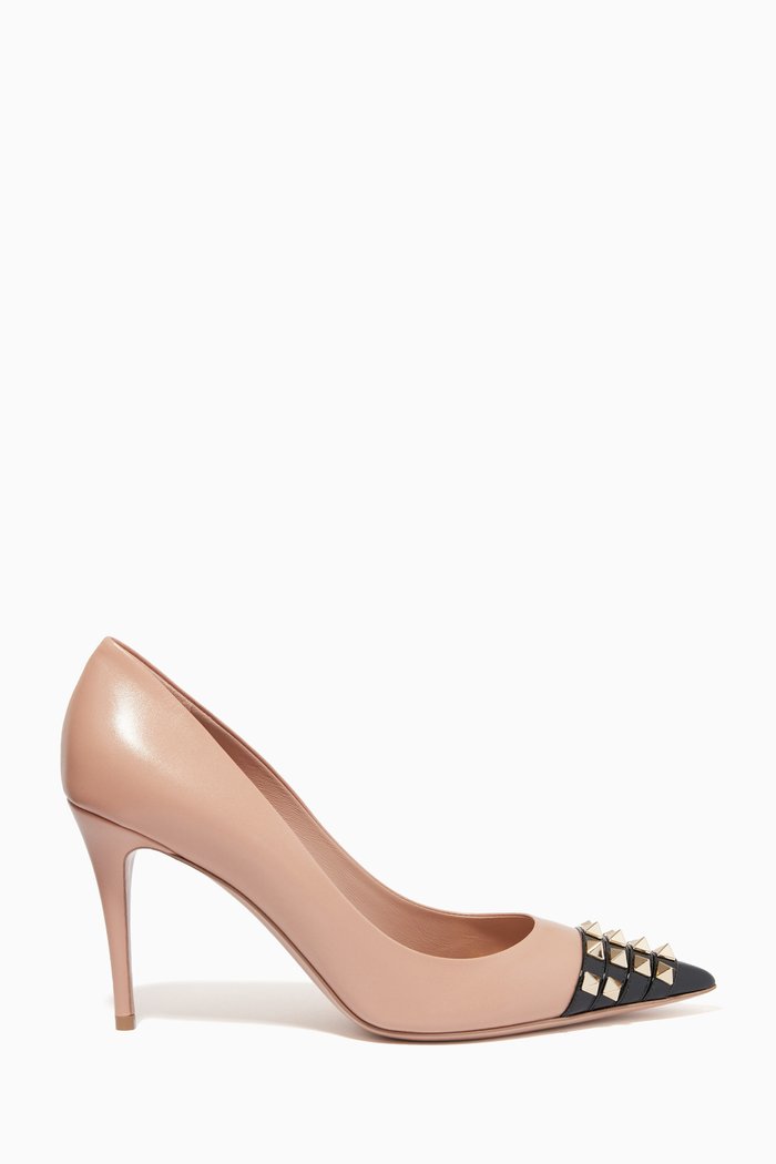 Valentino Garavani Rockstud Alcove Pumps in Kidskin, Pink