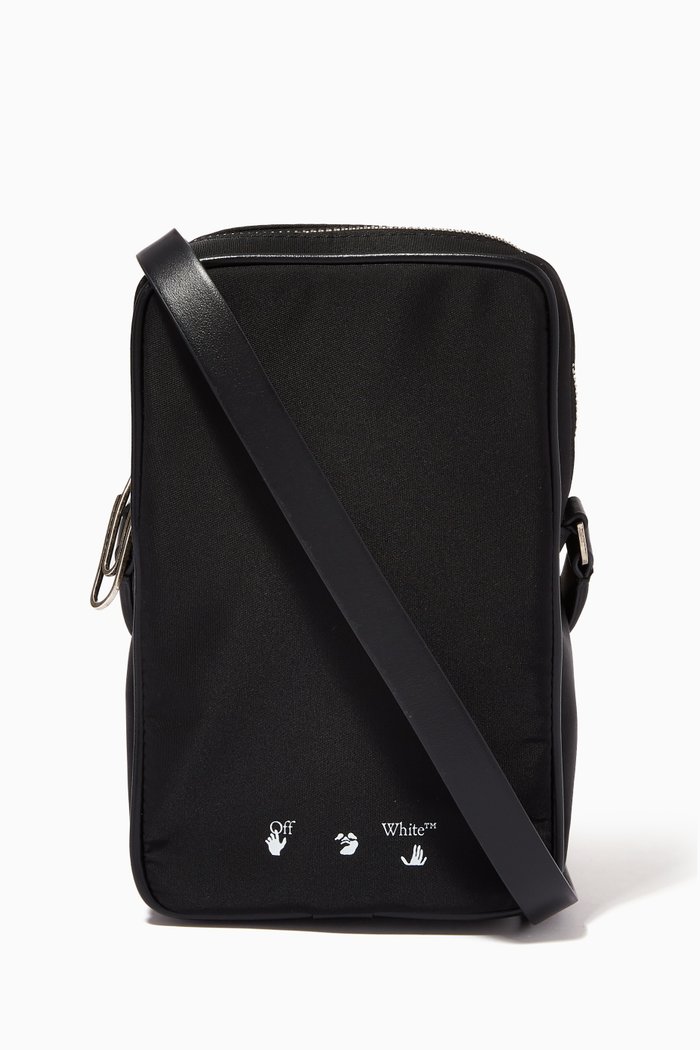 

Logo Phone Holder in Nylon & Leather, Black