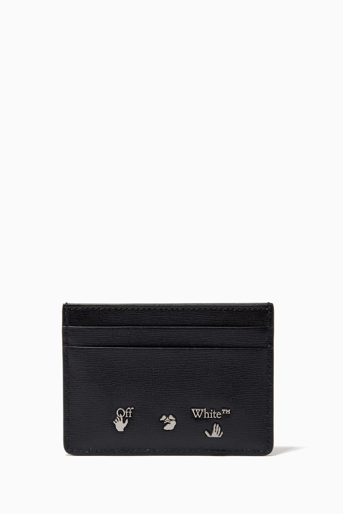 

Diagonal Stripe Cardholder in Leather, Black