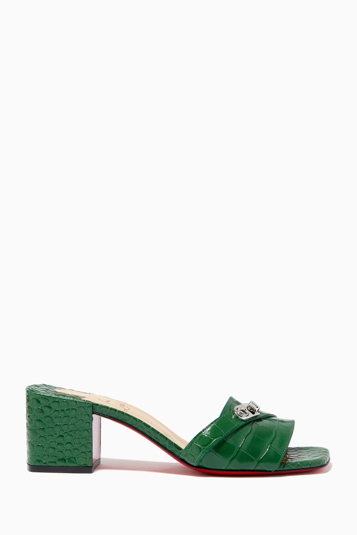 

Lock Art 55 Mules in Alligator Embossed Leather, Green