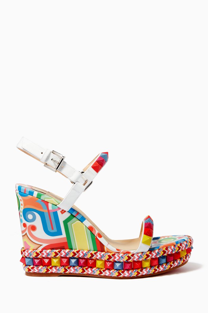 

Pyraclou 110 Wedge Sandals in Tivoli Patent Leather, White