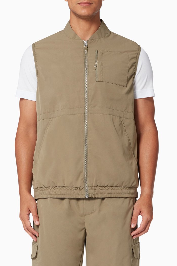 

Johnson Track Gilet in Technical Fabric, Green