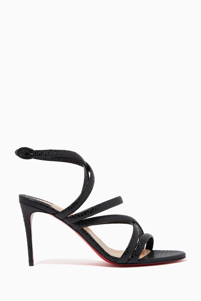 Cleissimo 85 Sandals in Snakeskin Embossed Leather, Black