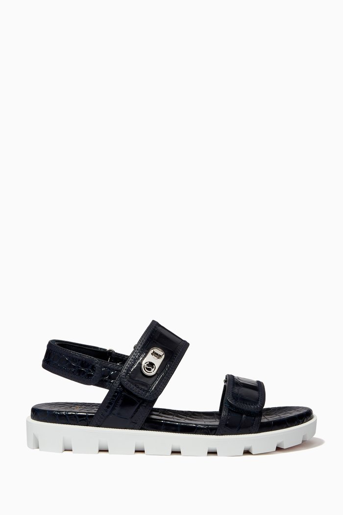 

Lock Cool Sandals in Alligator Embossed Leather, Blue