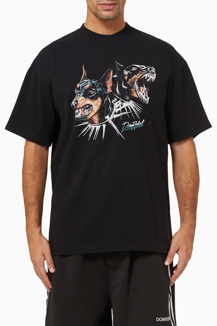 

Pups Box T-shirt in Cotton, Black