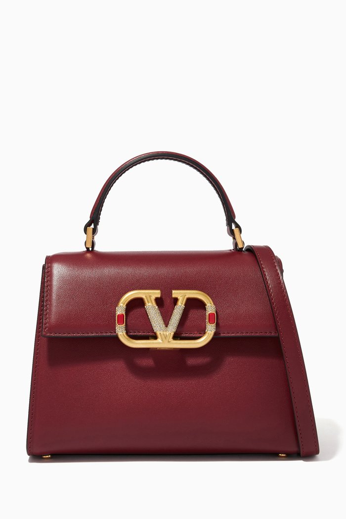 

Valentino Garavani VSLING Small Bag in Calfskin, Burgundy