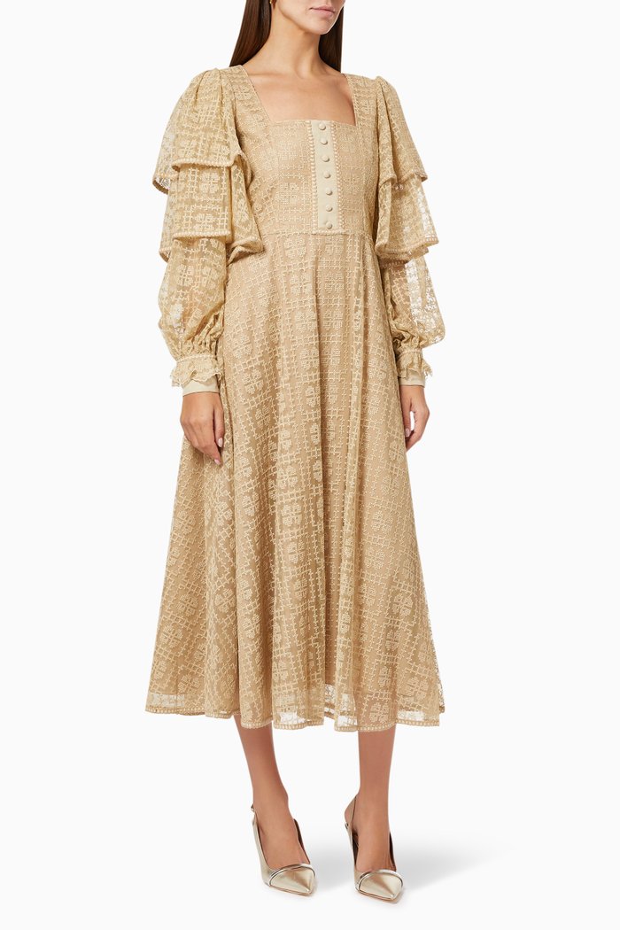

Midi Dress in Cross Stitch Mesh, Neutral