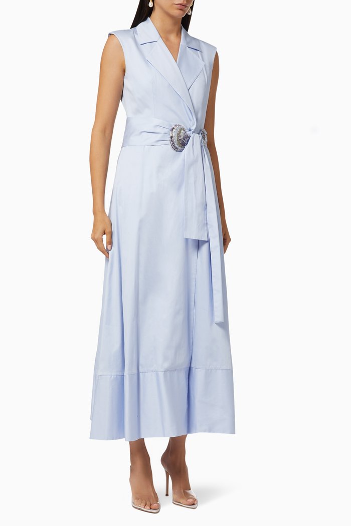 

Midi Dress in Cotton Poplin, Blue